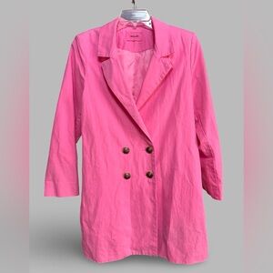 ROLLA's Helene Jacket Blazer Hot Pink Linen Blend Size 8 Small double breasted